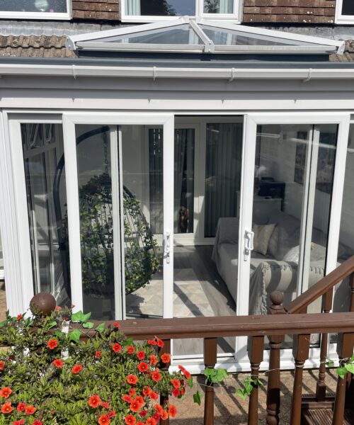 Orangery with White Frames & Patio Doors